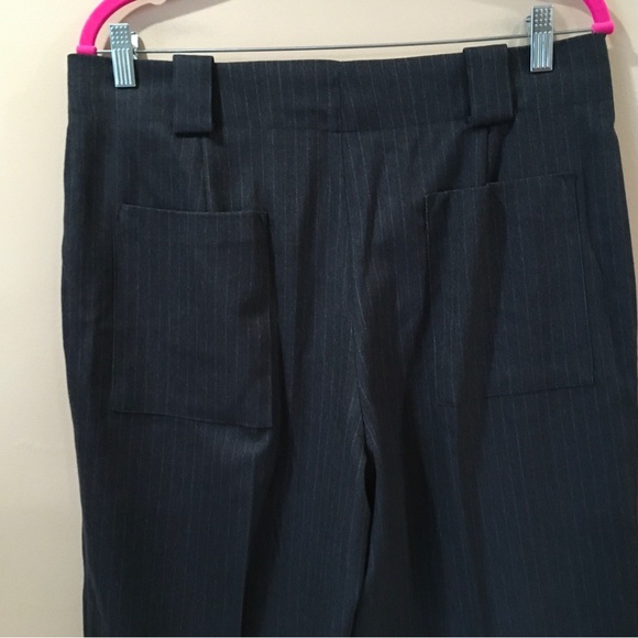 ZARA pants Striped Large Womens Trouser Navy Hi Waist ZW Collection 4042/259 New - Picture 9 of 16